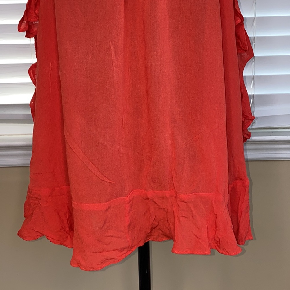 Women's Ruffled Red Top - Picture 6 of 12
